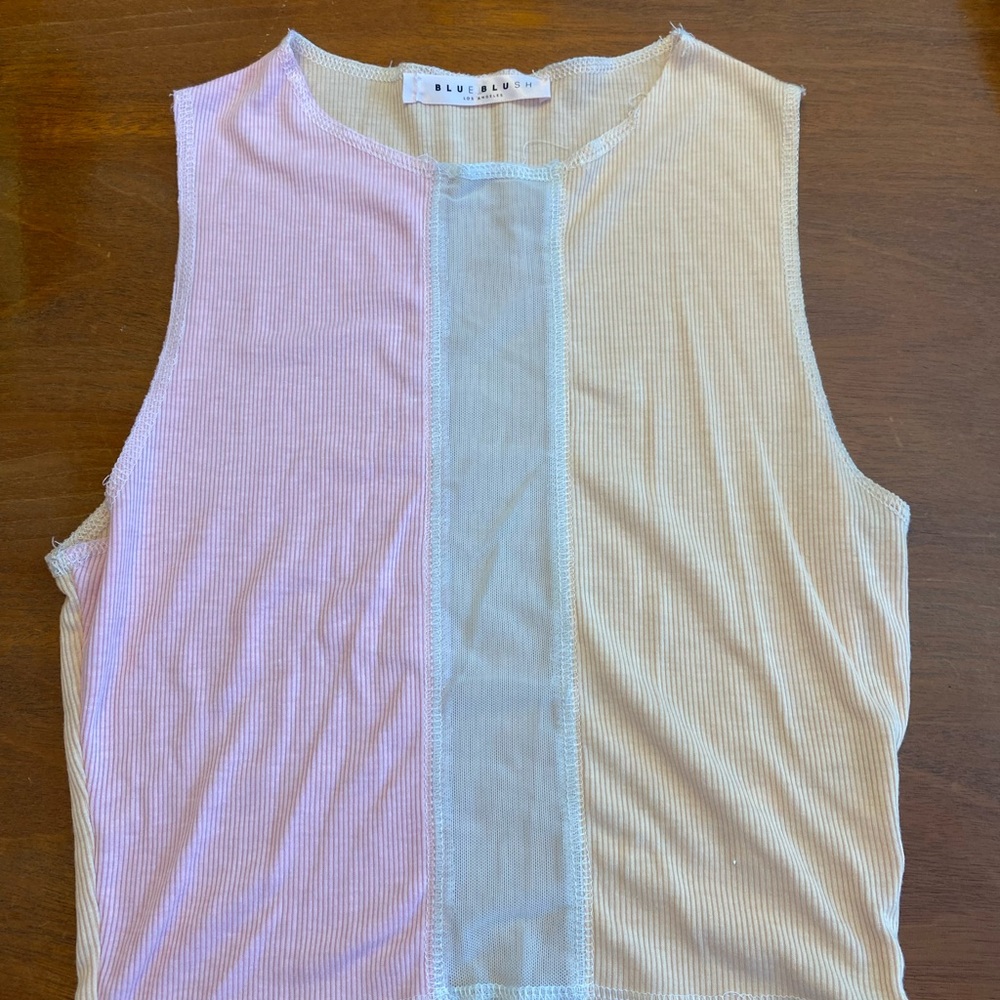 Blue Blush Colorblock Pink Orange Mesh Tank Top